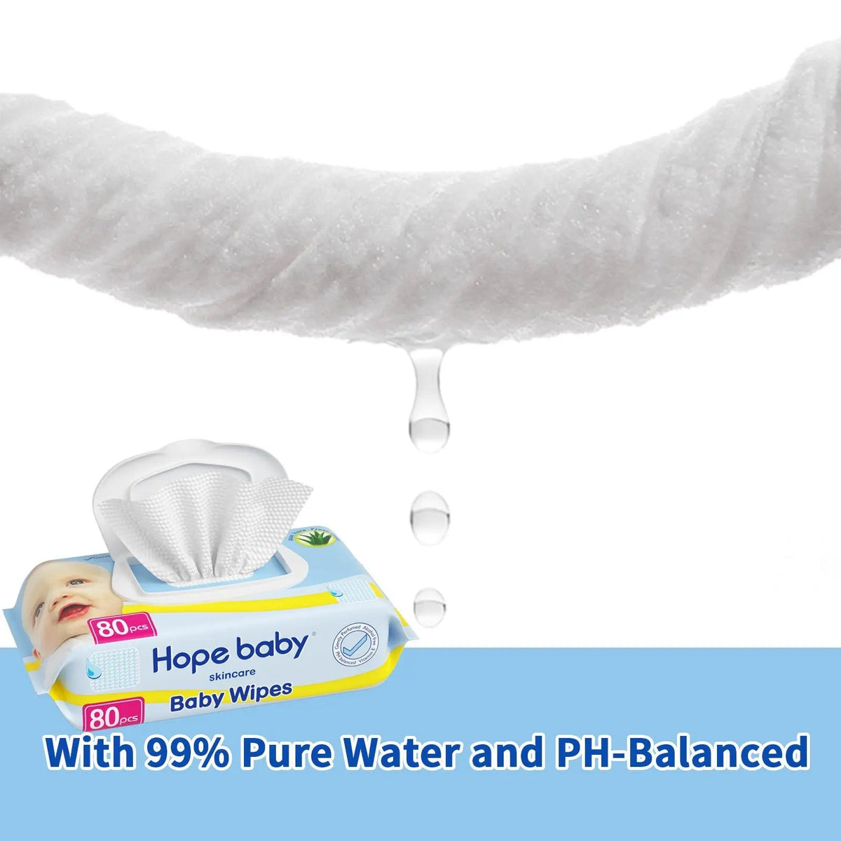 HOPE BABY Toddler Diaper Wipes---Sensitive Baby Wipes 480 Count, HOPE BABY Toddler Wet Wipes with Flip Top Lid, Hypoallergenic & Unscented