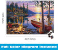 '- Canoe Lake 1000 Piece Puzzle for Adults - Jigsaw Puzzles – Darrell Bush Cabin Sunset Artwork with Poster – Challenging Outdoor Nature Scene