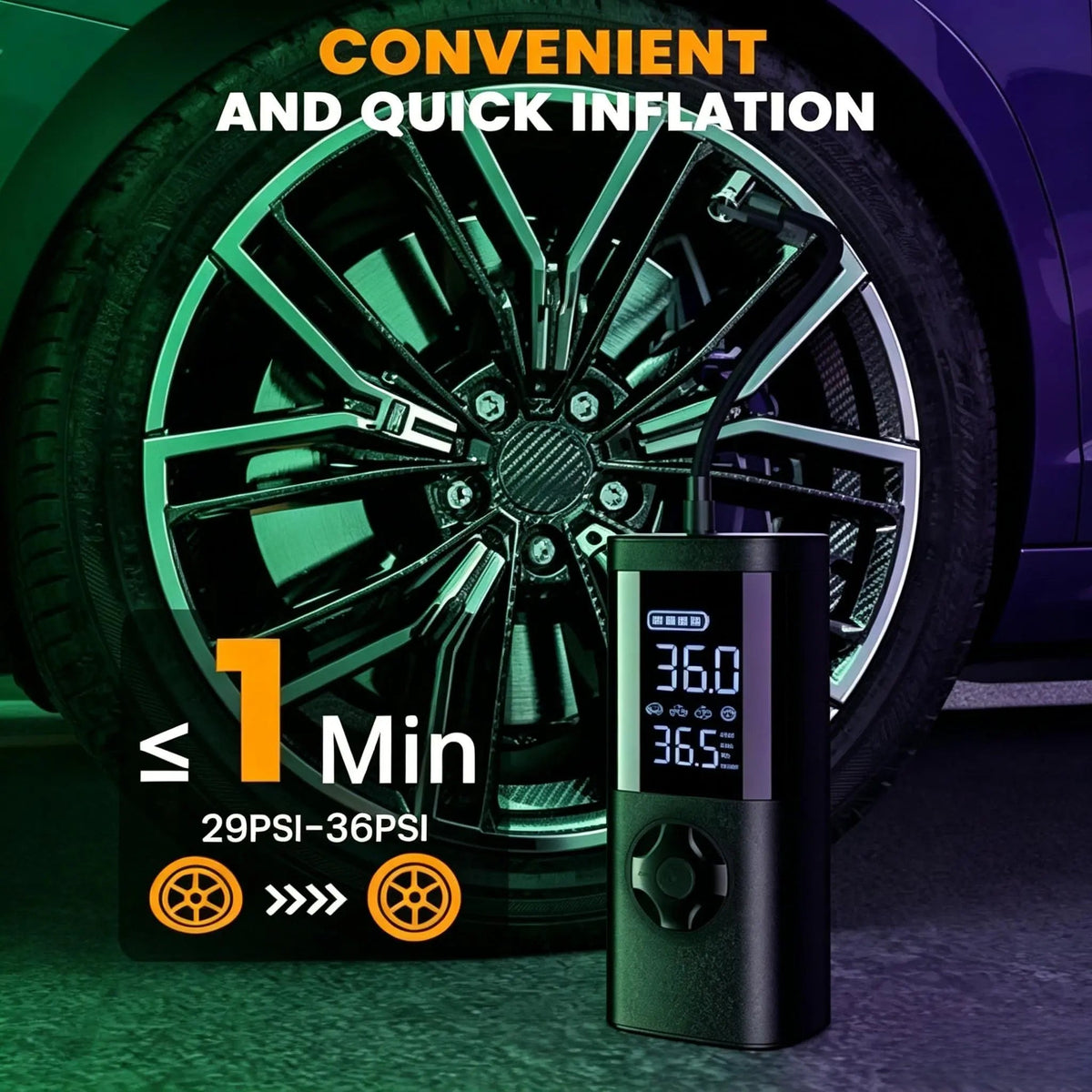 4-In-1 Car Jump Starter with Air Compressor, Tire Inflator, Portable Power Bank, Battery Booster Pack, LED Emergency SOS Light – All-In-One Roadside Kit for Dead Battery & Flat Tire