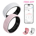 #6-#11 Pink & Black Ceramic Smart Couple Rings for Women & Men, Fitness & Sleep Tracker, Heart Rate & Stress Monitor, Cycle Tracking, IP68 Waterproof, 3–5 Day Battery, Ios & Android Compatible, with Charging Case