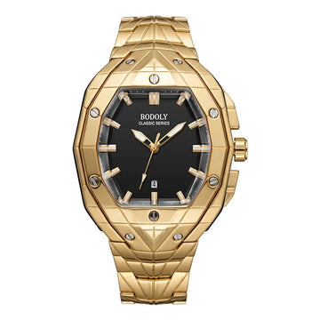 【Dealsforyoudays】Luxury Polygon Men'S Business Watch Waterproof Luminous Calendar Premium Metal Texture Gift Box Included for Men