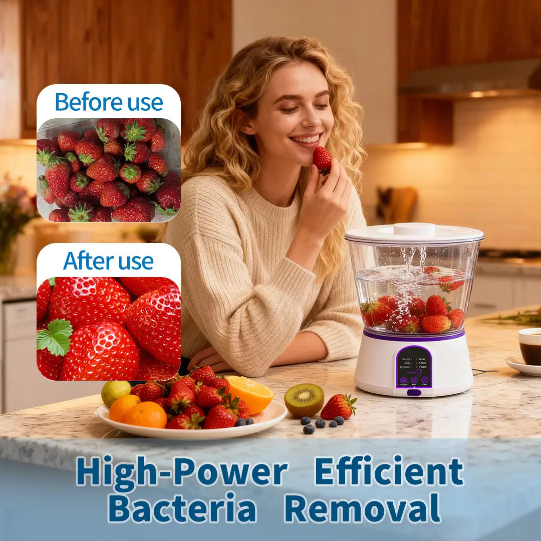 CONLILAI KLL-9A Wireless Fruit & Vegetable Cleaner Usb-Powered IPX7 Waterproof Detergent-Free Physical Cleaning Device for Home Use with 4400Mah Battery and Multi-Scenario Adaptation Summervibes