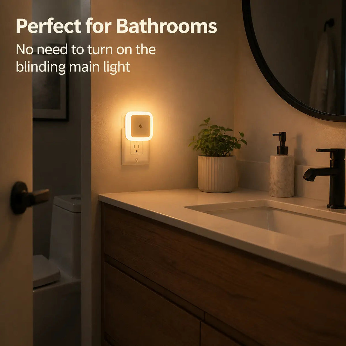 4-Pack LED Night Light with Dusk-To-Dawn Sensor, Plug-In Warm White Night Lights, Automatic On/Off Wall Night Lamps for Bedroom Bathroom Hallway, Soft Ambient Lighting for Home Safety