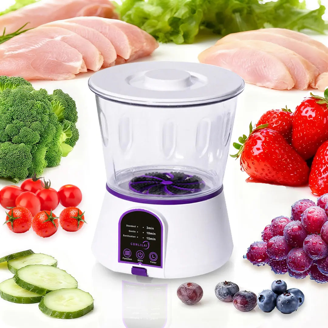 CONLILAI KLL-9A Wireless Fruit & Vegetable Cleaner Usb-Powered IPX7 Waterproof Detergent-Free Physical Cleaning Device for Home Use with 4400Mah Battery and Multi-Scenario Adaptation Summervibes