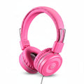 Kids Headphones K22 Foldable Stereo Tangle-Free 5Ft Long Cord 3.5Mm Jack Plugin Wired On-Ear Headset for Ipad/Amazon Kindle Fire/Girls/School/Laptop/Travel/Plane/Tablet Flamingopink