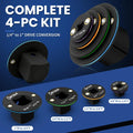 2026 Upgraded Low Profile Impact Socket Adapter Set, 4PCS Stubby Drive Ratchet Adapters, 1/4