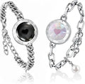 Long Distance Touch Light Up&Vibrate Bracelets for Couples, Long Distance Relationship Gifts Smart Sun&Moon Love Bracelet