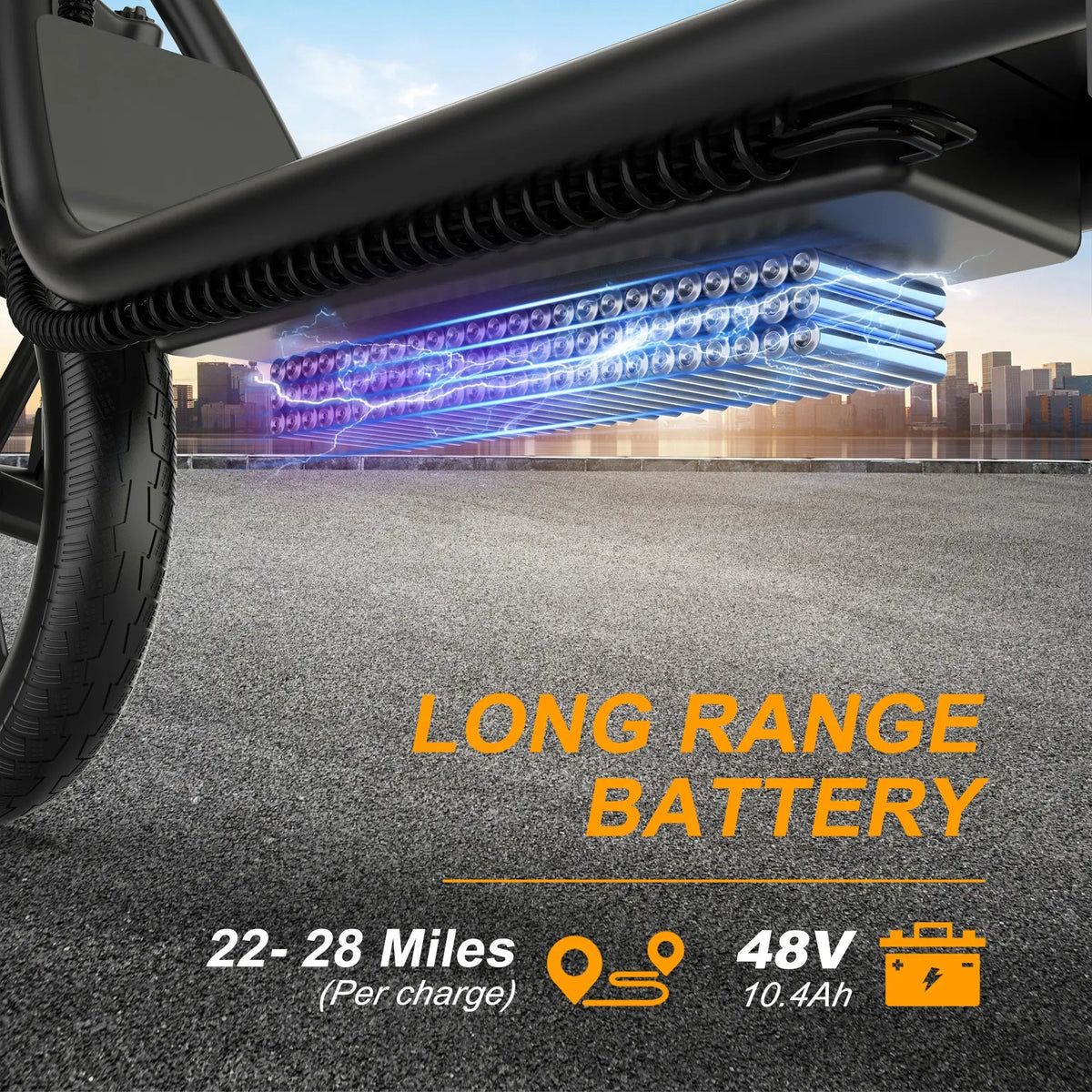 Foldable Electric Scooter with Seat and Basket, 500W Peak Motor, 48V/10.4Ah Rechargeable Battery, LED Headlight, Rear Disc Brakes, Dual Shock Absorbers, Adjustable Height, Customizable Size, 22MPH Max Speed, 28Miles Max Range