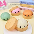 【Blind Box】2026 New Glitter Dumpling Squishy with Steamer Box, Soft Sensory Fidget Steamed Bun Squeeze Tool for Adult Stress & Anxiety Relief,