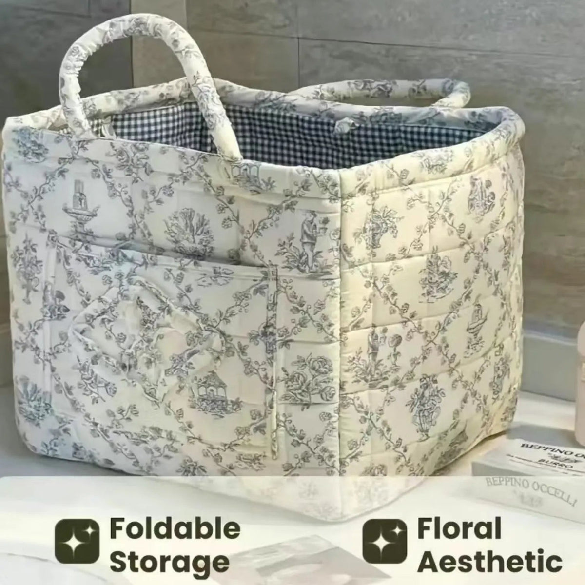 Stylish, Lightweight Storage Box with a Carry Handle and Foldable Design—Sweet, Fresh Aesthetic Suitable for Home, Picnics, Shopping, Snack Baskets, and an Essential Household Item.