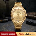 【Dealsforyoudays】Luxury Polygon Men'S Business Watch Waterproof Luminous Calendar Premium Metal Texture Gift Box Included for Men