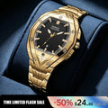 【Dealsforyoudays】Luxury Polygon Men'S Business Watch Waterproof Luminous Calendar Premium Metal Texture Gift Box Included for Men