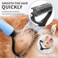 Ihubei Pet Grooming Rake - Double-Sided Deshedding Dematting Tool, Undercoat Rake for Dogs & Cats, Extra-Wide Dog Grooming Brush & Deshedder Comb for Long Hair, Reduces Shedding 95%