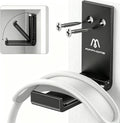 Foldable Headphone Stand & Headset Holder Mount, No-Scratch Silicone Pad Wall Hook for Gaming Headset, Space-Saving under Desk Hanger with Strong Adhesive for PC, Home, and Office, Black