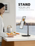 Tablet Stand Holder, Gooseneck Tablet Mount - 2.5Lb Heavy Duty Base Adjustable Desktop Stand with 360 Degree Rotating for 4.7-13