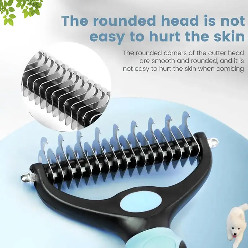 Ihubei Pet Grooming Rake - Double-Sided Deshedding Dematting Tool, Undercoat Rake for Dogs & Cats, Extra-Wide Dog Grooming Brush & Deshedder Comb for Long Hair, Reduces Shedding 95%