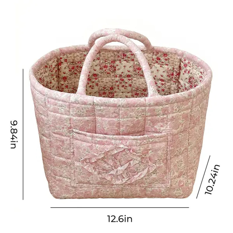 Stylish, Lightweight Storage Box with a Carry Handle and Foldable Design—Sweet, Fresh Aesthetic Suitable for Home, Picnics, Shopping, Snack Baskets, and an Essential Household Item.