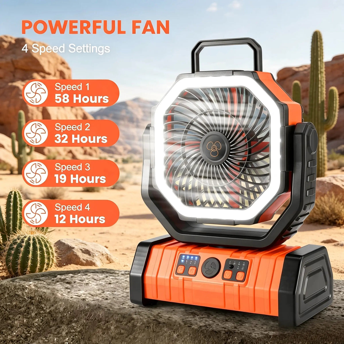 20,000 Mah Rechargeable Camping Fan with Light, Dual Motors, 4 Speeds, Hook, Remote Control, LED Light, and Power Bank—Portable, Ideal for Emergencies and Essential for Outdoor Camping