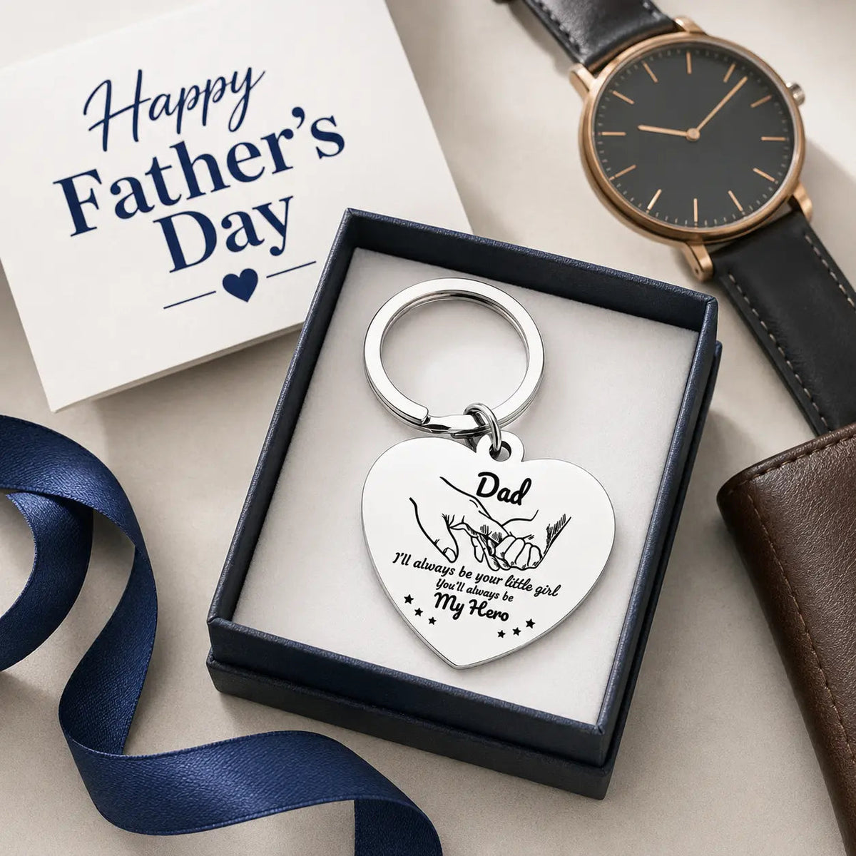 Father’S Day Gift - Dad Gifts from Daughter for Birthday Christmas Valentine’S Day, I'Ll Always Be Your Little Girl, You Will Always Be My Hero Daddy Keychain, Father Daughter Keyring