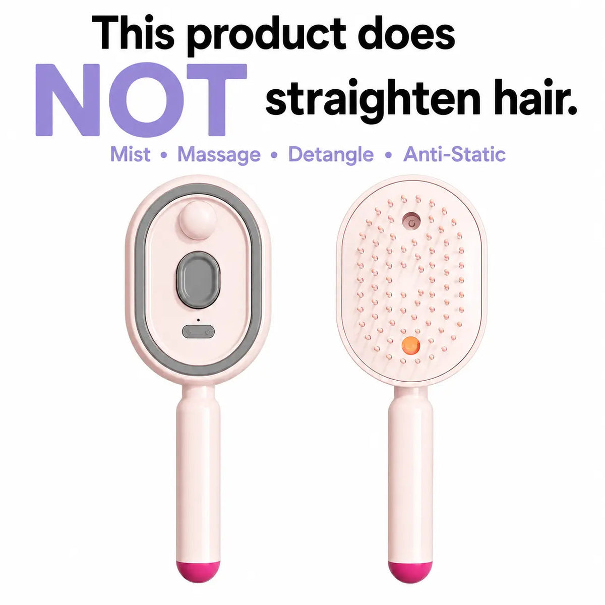 【Not Straightened】Electric Spray Air Cushion Massage Comb, Self-Cleaning Anti-Tangle Hair Brush, Anti-Static Volumizing Scalp Massage Brush for Dry Frizzy Hair Care, No Essential Oil Included
