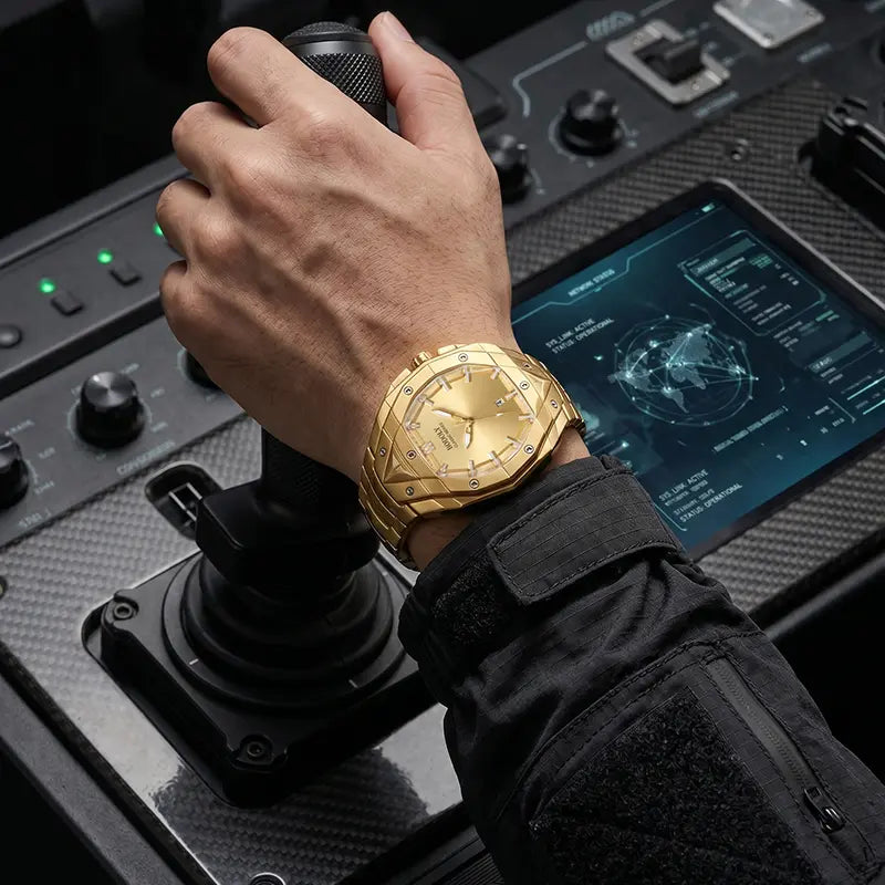 【Dealsforyoudays】Luxury Polygon Men'S Business Watch Waterproof Luminous Calendar Premium Metal Texture Gift Box Included for Men