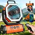 20,000 Mah Rechargeable Camping Fan with Light, Dual Motors, 4 Speeds, Hook, Remote Control, LED Light, and Power Bank—Portable, Ideal for Emergencies and Essential for Outdoor Camping