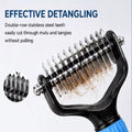 Pet Detangling Comb for Dogs Double Sided Stainless Steel Grooming Tool for Coat Care Shedding Removal Easy to Use One Click Cleaning
