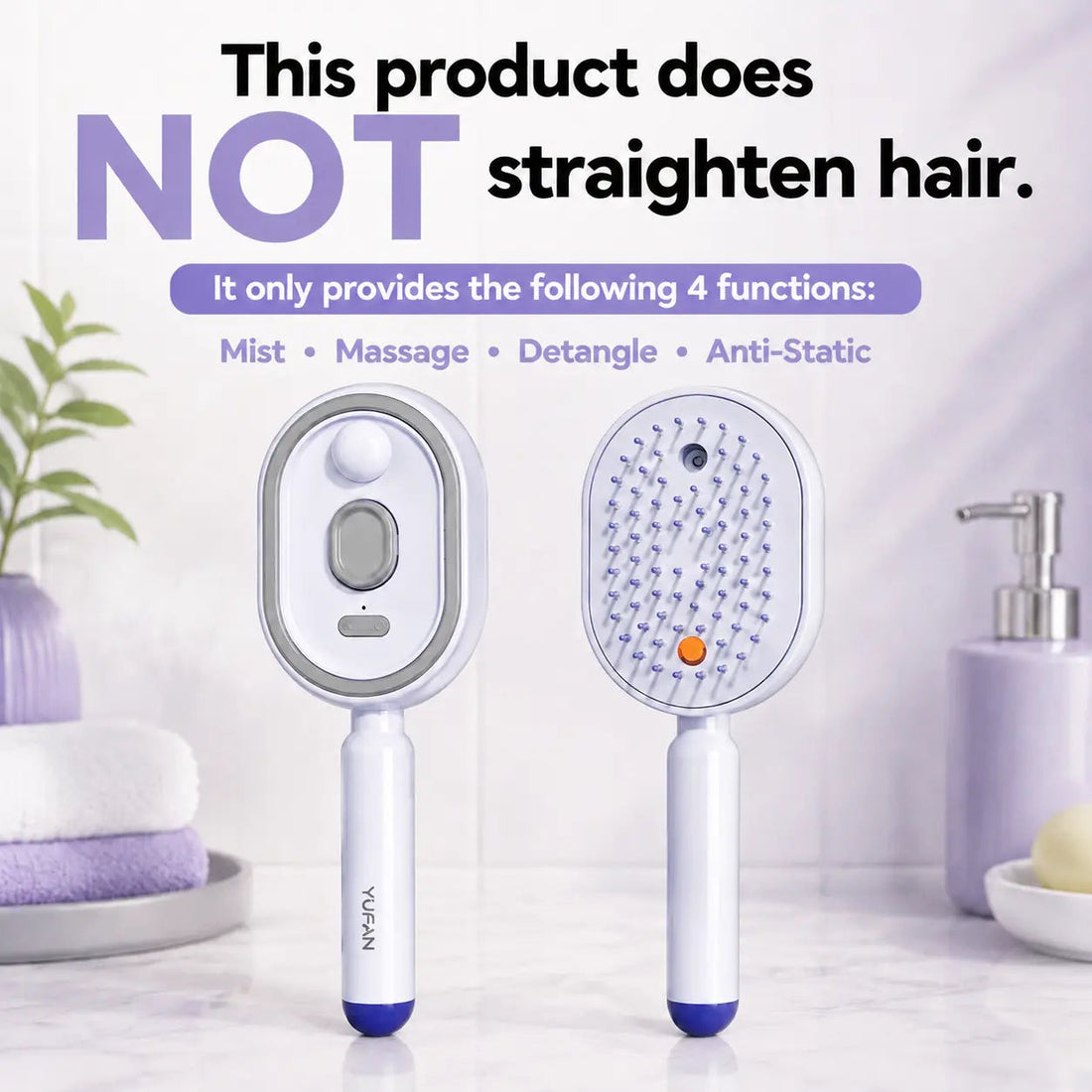 Electric Spray Air Cushion Massage Comb with Self-Cleaning, Anti-Tangle, Anti-Static, Volumizing Functions and Essential Oil Mist Aromatherapy Hair Care