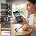 #6-#11 Pink & Black Ceramic Smart Couple Rings for Women & Men, Fitness & Sleep Tracker, Heart Rate & Stress Monitor, Cycle Tracking, IP68 Waterproof, 3–5 Day Battery, Ios & Android Compatible, with Charging Case