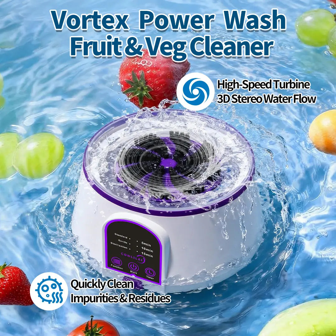 CONLILAI KLL-9A Wireless Fruit & Vegetable Cleaner Usb-Powered IPX7 Waterproof Detergent-Free Physical Cleaning Device for Home Use with 4400Mah Battery and Multi-Scenario Adaptation Summervibes