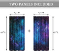 Kids Galaxy Outer Space Nebula Curtains 42W X 63L Inch Rod Pocket Blue Universe Planets Boys Girls Constellation Fantasy Starry Stars Trippy Bedroom Living Room Window Drapes Fabric 2 Panels