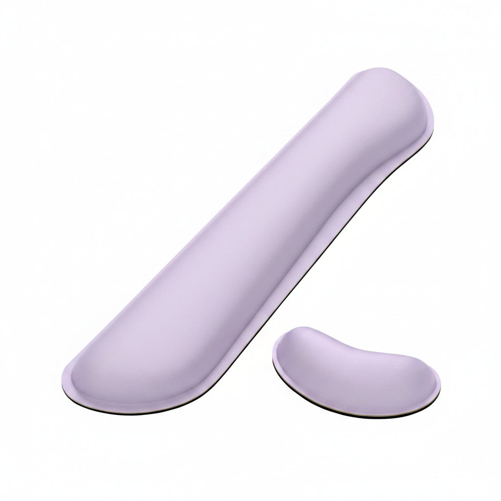 Enlarge Keyboard Wrist Rest, Memory Foam Wrist Cushion for Desk Mats Support, Cute Typing Pain Relief Keyboard Mouse Pad Rests Set with Non-Slip Base for Gaming Laptop Office, Vanilla Purple