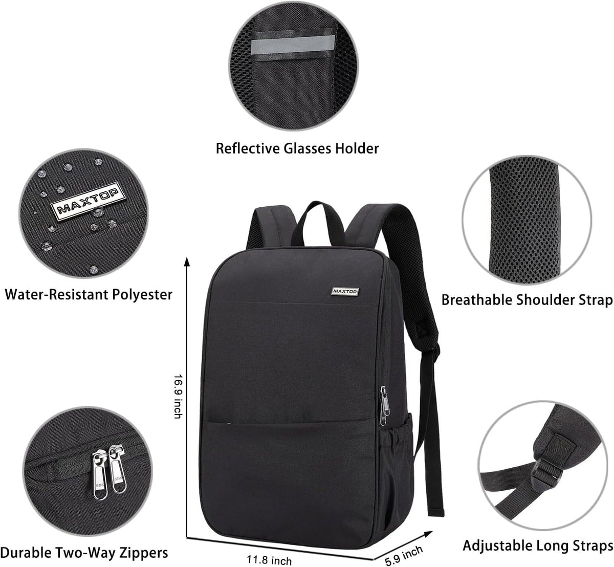 Deep Storage Laptop Backpack Business Anti-Theft Backpacks[Water Resistant] College Computer Bookbag Fits 15 Inch Laptop Black