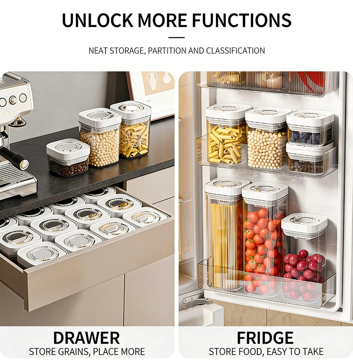 Airtight Insulated Food Storage Set Refrigerator Pantry Organizer Bins Stackable Fridge Organizer Bins with Lids Container Kitchen Set Storage Clear PET Material Odor-Resistant Space-Saving
