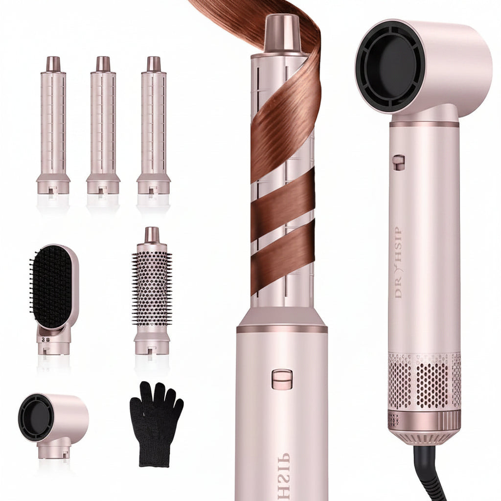Hair Dryer 5-In-1 Brush with Hot Air Curling & Negative Ion Technology - Versatile Styler for Drying, Curling, Straightening