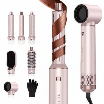 Hair Dryer 5-In-1 Brush with Hot Air Curling & Negative Ion Technology - Versatile Styler for Drying, Curling, Straightening