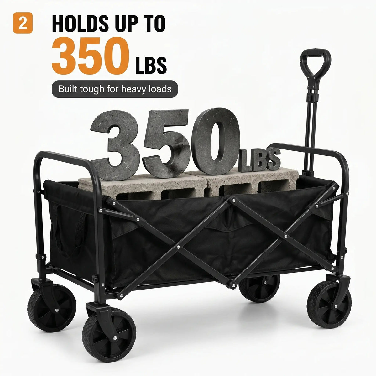 [Memorial Day]【Live】Wecharmer Collapsible Wagon with Tailgate, Wagons Carts Foldable with 350Lbs Capacity, Lightweight Portable Utility Folding Wagon Cart for Shopping Camping Sports Garden