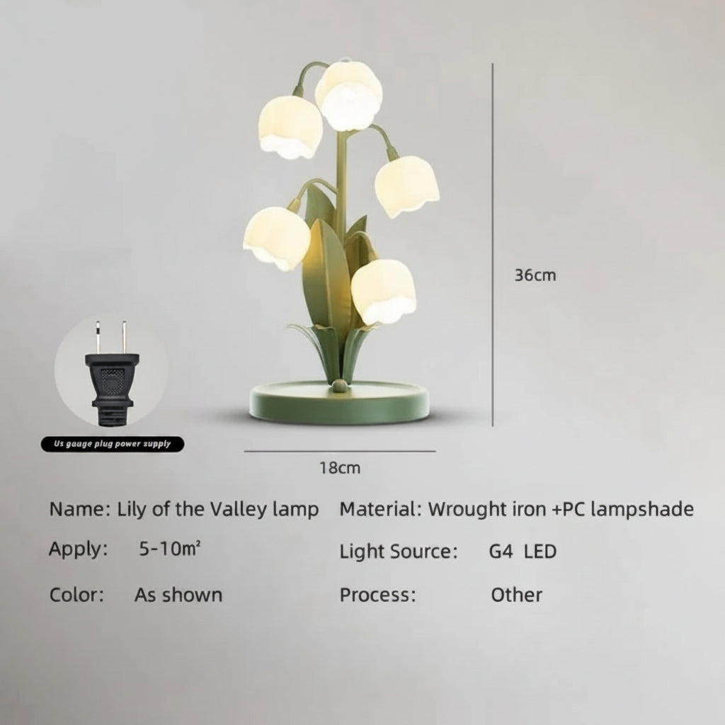 US Plug , Vintage Floral Table Lamp , 5 Lily Nightstand Lamp in 3 Color Patterns with G4 Led Bulbs for Bedrooms, Living Rooms