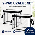 Large Clear Thick Plastic Storage Box with Hinged Lid, Heavy-Duty Durable High-Capacity Organizer for Home, Moving, Attic